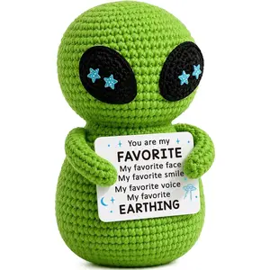 Birthday Gifts for Girlfriend Boyfriend, Anniversary Men Gifts, Romantic I Love You  for Him Her Wife Husband, Funny  Green Alien Crochet, Long Distance Relationship