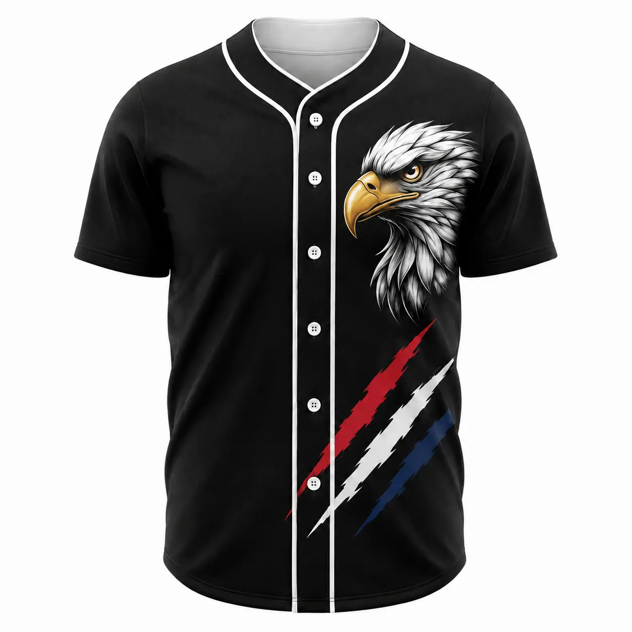 Retro Eagle Pattern Button Mesh Men's Baseball Jacket, Artistic Eagle Head Claw Pattern Stripe Print, Quick Drying Breathable Sports Top, City Street Style Clothing, Men's Sportswear Gift for Family