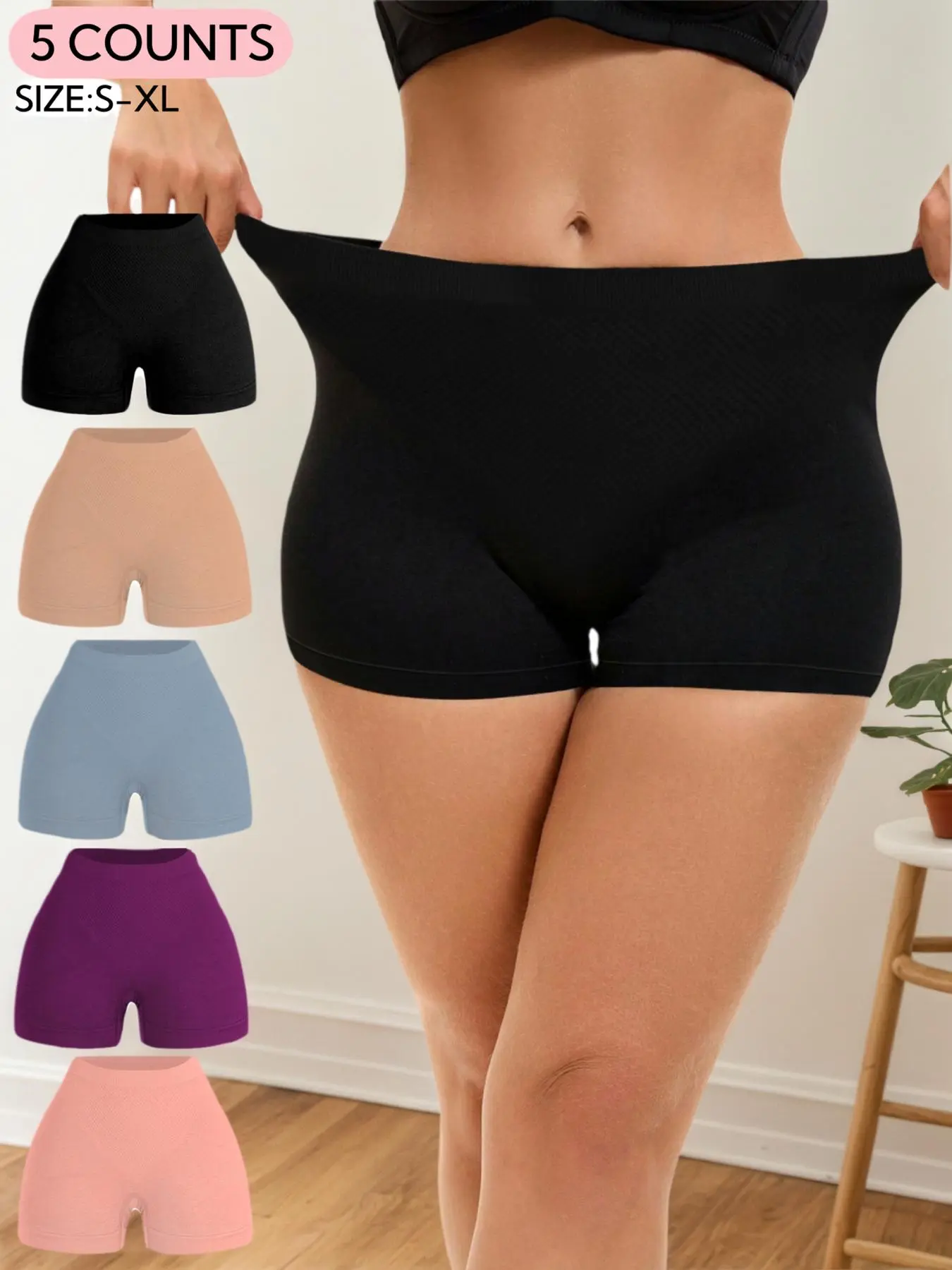 Women's Solid Stretch Seamless Boyshorts, Casual, Soft, Smooth & Comfy Stretchy Breathable Pantits for Daily Wear, Bottoms Underwear Pieces for All Seasons, Panty Comfy Panties