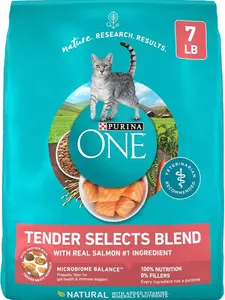 Purina ONE Natural Dry Cat Food, Tender Selects Blend With Real Salmon - 7 lb. Bag