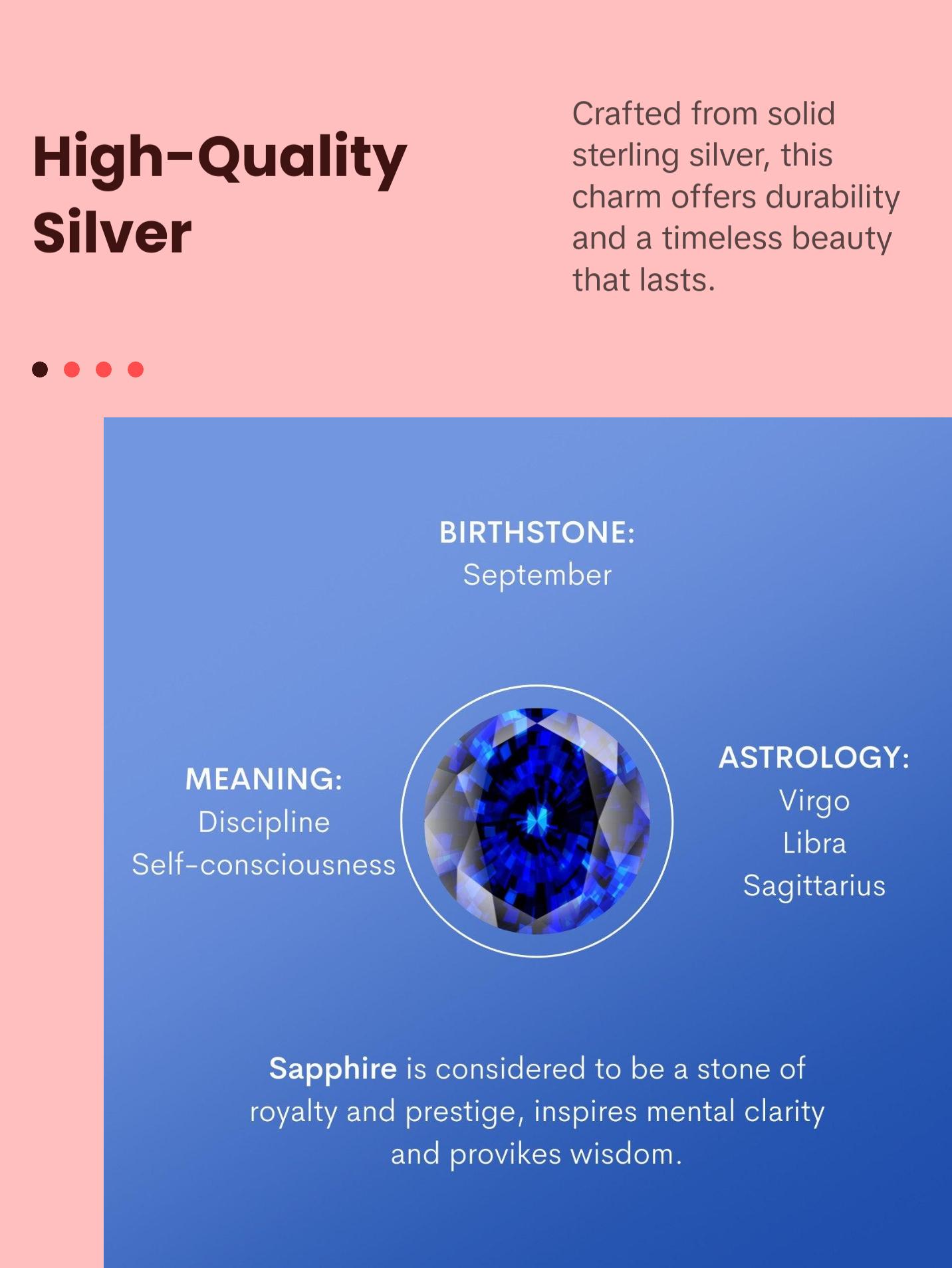 Sapphire Silver Charm