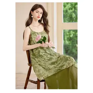 Forest Green Botanical Sleeveless Maxi Dress | Neo-Chinese Style, Contemporary Qipao-Inspired Dress, Summer Daily Wear