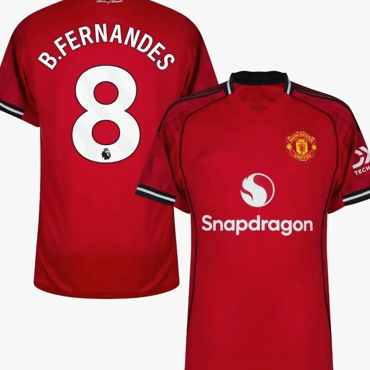 Custom Red Soccer Jersey #8 Personalized Name & Number Football Shirt Unisex Breathable B.Fernandes  Fan Style Tee 2025/2026/27 Home 93