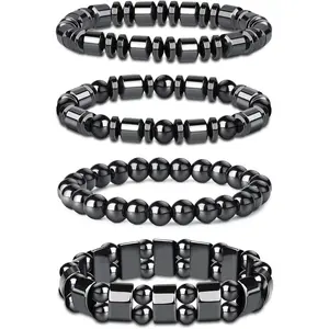 MILACOLATO 4Pcs Hematite Bracelet for Men Women Bangle Bracelet Magnetic Tiger Eye Bracelets