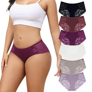 LEVAO Women’s Lace Cheeky Bikini Underwear – Seamless No Show Hipster Panties, Soft & Breathable Lingerie, 6 Pack S-XXL