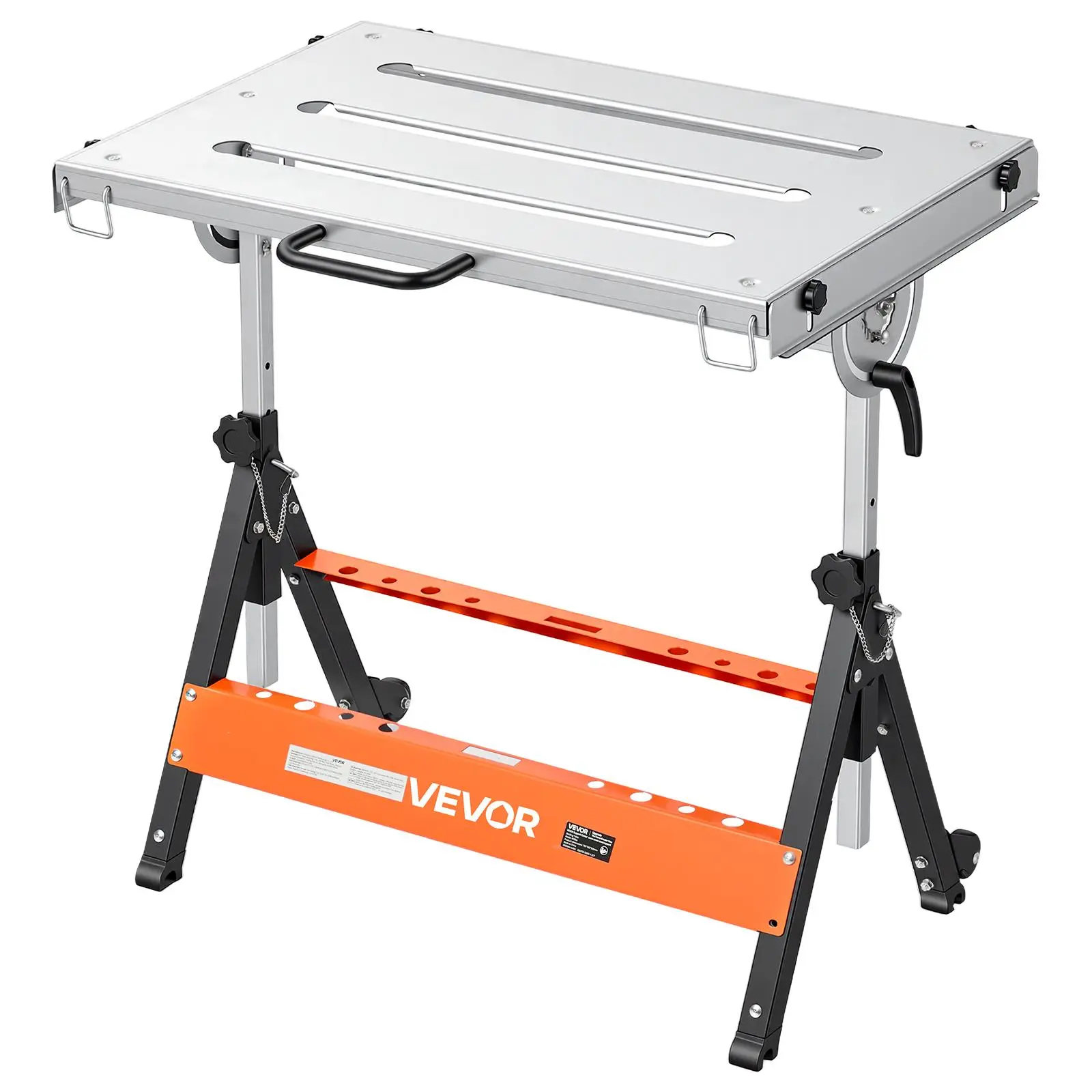 VEVOR Foldable Welding Table 30" x 20" Welding Workbench 400LBS Capacity, 5-Level Height Adjustable Work Table with 3 Tilt Angles & 3 Tool Slots, Heavy-Duty Steel Platform for Welding Assembly Repair