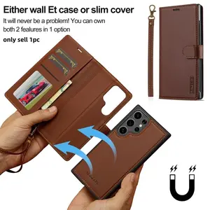 Leather Magnetic Flip Wallet Protective Case for Samsung Smartphone S26/S25/S24 Ultra/S23/S22 Plus/S21 FE A17/A16/A36/A56 Cover