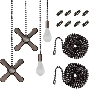 Ceiling Fan Pull Chain , Including 4 count Beaded Ball Fan Pull Chain Pendant, Extra 8 count Pull Loop Connectors, 2 count 36 inches Fan Pull Chain Extension. (Oil Rubbed Bronze)