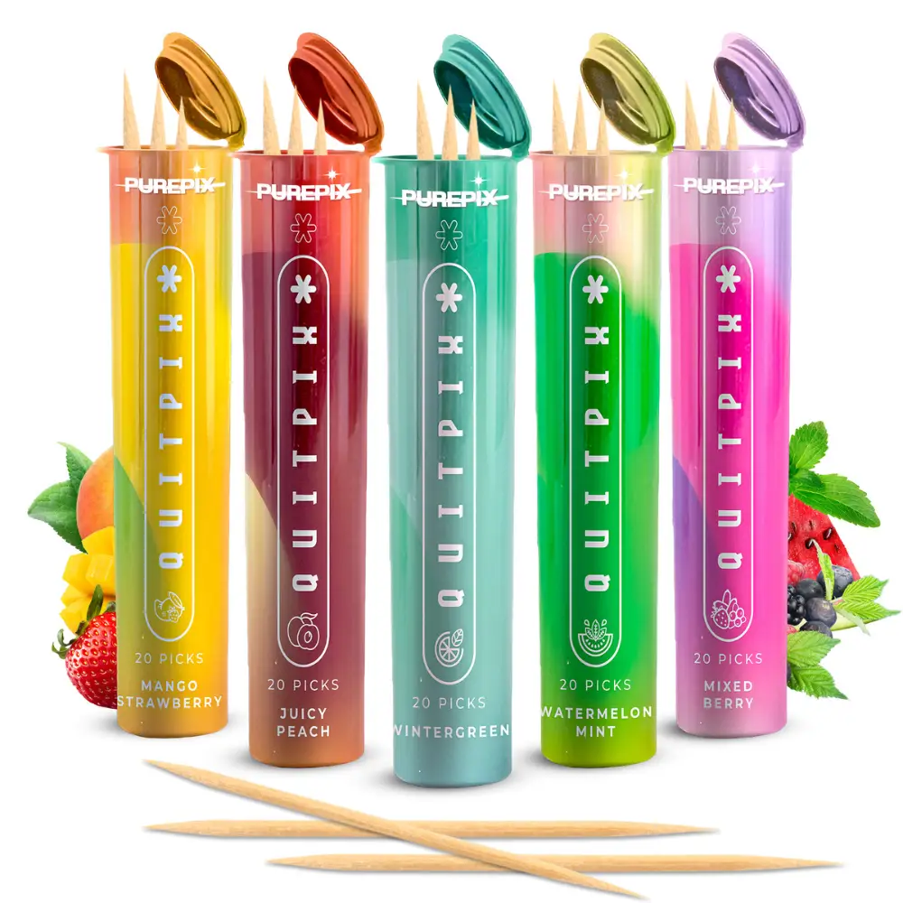 QuitPix to Help Quit Smoking Extra Thick Boosting Flavored Toothpicks with N-A-C & L-Theanine – That can Help Quit Smoking - Oral Fixation - Nicotine