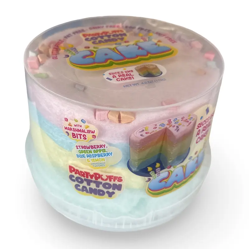 Cotton Candy Cake With Marshmallow Bits, Strawberry, Green Apple, Blue Raspberry and Lemon