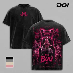 Majin Buu DBZ Kid Buu DBZ T-Shirt Vintage Washed T-Shirt | Majin Villain Anime Graphic Tee | Pure Evil Streetwear Oversized Shirt