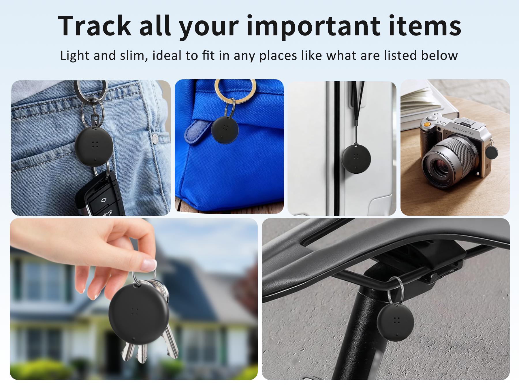 OTIC Tracker Tags-4 Pack, Bluetooth Tracker Works with Apple Find My APP (iOS Only), Keys Finder and Item Locator for Luggage, Backpack, Suitcases, Replaceable Battery, IP67 Waterproof Tracking Tag