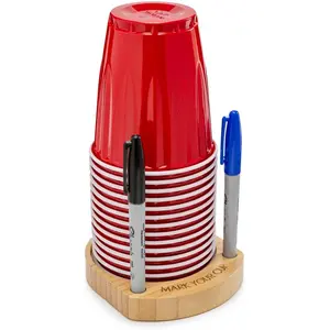 Party Cup Holder with Marker Slots | Wooden Solo Cup Organizer | “Mark Your Cup” for Parties & Events | Hosting Essential by Truvalent Truvalent Truvalent