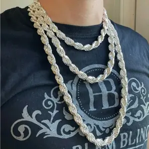 sterling silver rope chain necklace 26 inch length 11mm thickness