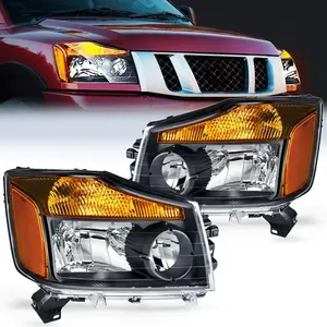 Nilight 2004 2005 2006 2007 2008 2009 2010 2011 2012 2013 2014 2015 Nissan Titan 2005 2006 2007 Armada 2004 Pathfinder Armada Headlight Assembly Black Case Amber Reflector