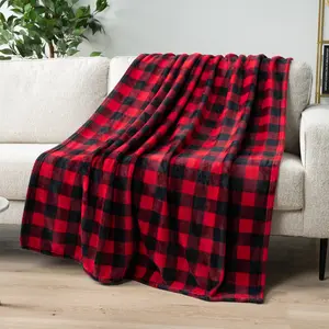 PAVILIA Buffalo Plaid Fleece Throw Blanket for Couch, Soft Checkered Flannel Blanket for Sofa, Plaid Cabin Couch Throw Bed, Warm Cozy Decorative Blanket Fall Winter Decor Gift
