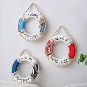 Wooden Lifebuoy Decorative Wall Hanging, Three Sizes for Bar, Home, Window Display, Stylish Swimming Pool Accessory