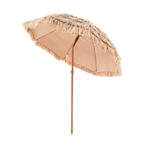 Tiki Umbrella 6ft - Thatched Patio Umbrella with Tilt, Hawaiian Beach Parasol, PP Thatch, 8 Ribs - Outdoor Garden Poolside Backyard Shade Single Layer 6 ft