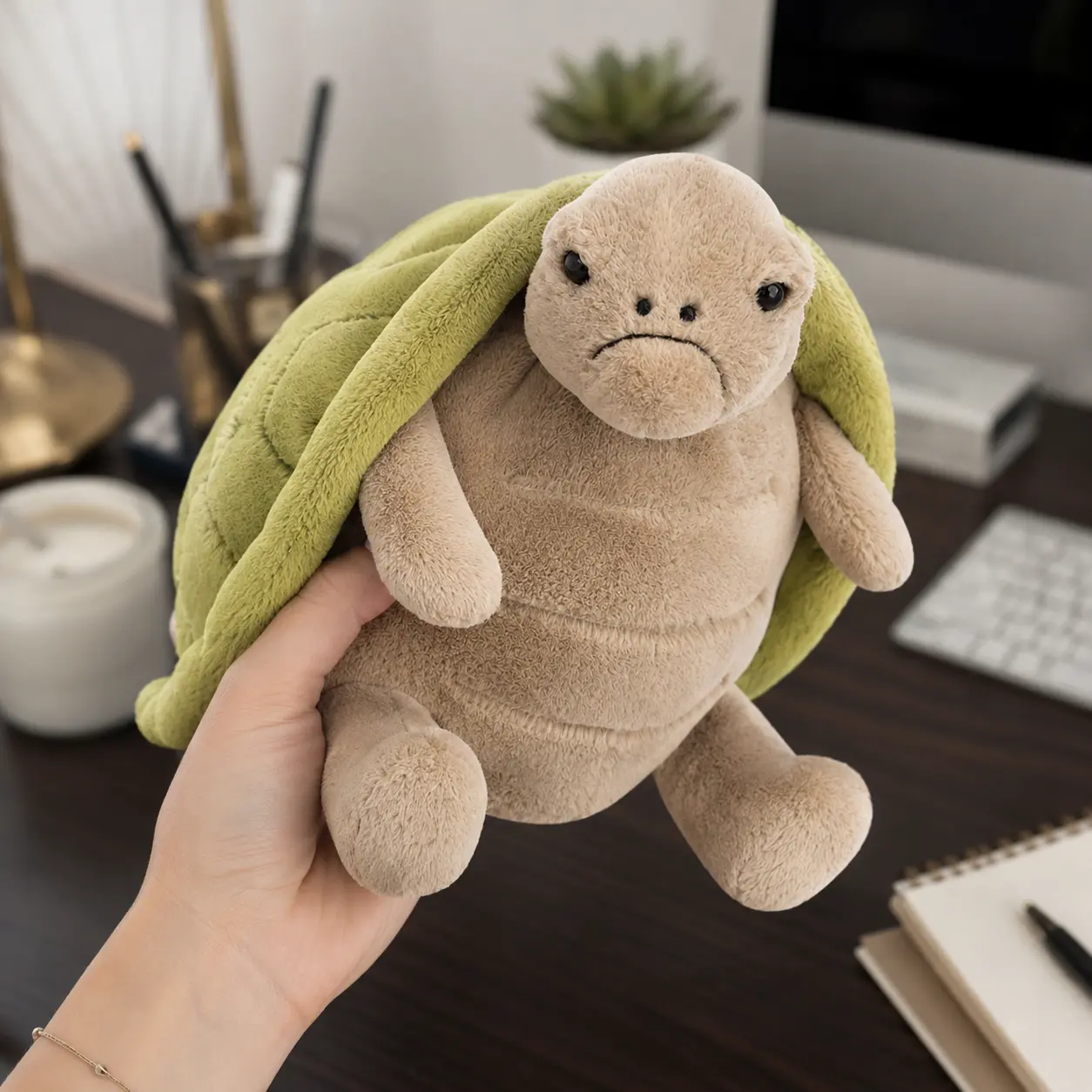 Jellycat Timmy Turtle Plush Toy, Grumpy Green Turtle Stuffed Animal, Ultra Soft Cuddly Plush Gift for Kids and Adults