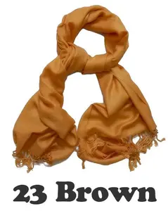 Women Pashmina Wool Feel Silky Classic Solid Wedding Shawl Scarf Stole Wrap  Brown