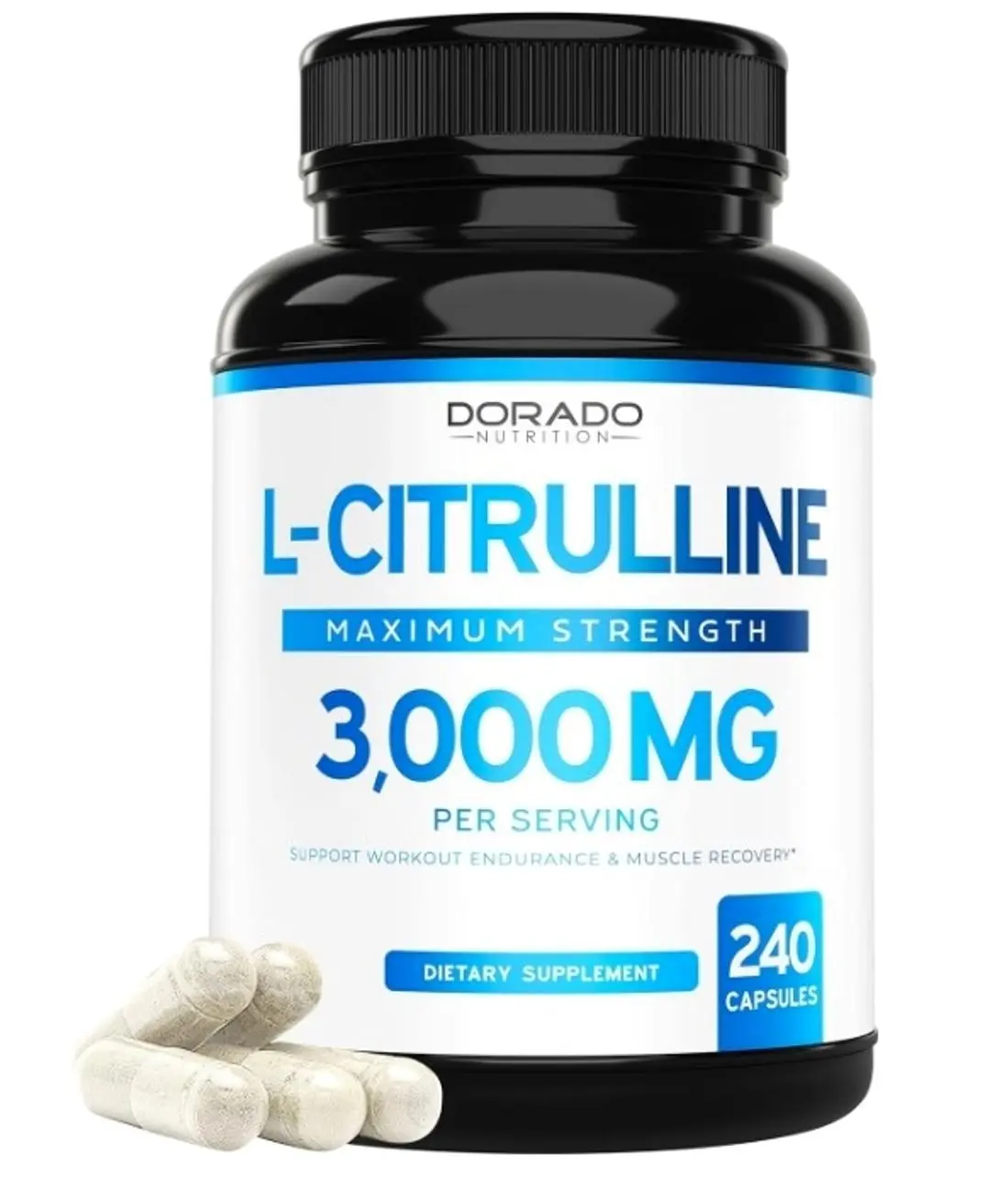L Citrulline 3000mg Supplement (240 Capsules) Support L Arginine & Nitric Oxide Pills - L-Citrulline For Men & Women - Muscle Recovery & Pump Supplement - 3rd Party Tested, Vegan, Non-GMO - USA Made