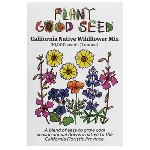 California Native Wildflower Seed Mix for Planting: Cool Season Annual Flower Blend with Poppy Lupine Tidy Tips Clarkia - 30,000 Seed Packet