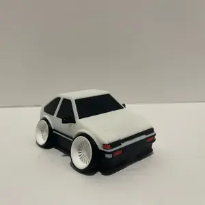 3D Printed Toon ae86 Car Model - Gray Body with Black Wheels, Classic Design, Durable 3D Printed Construction