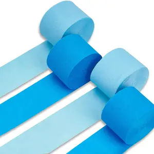 PartyWoo Light Sky Blue Crepe Paper Streamers, 4pcs 328ft Pack, for Birthday, Wedding, Mermaid Under The Sea Theme Party Decorations