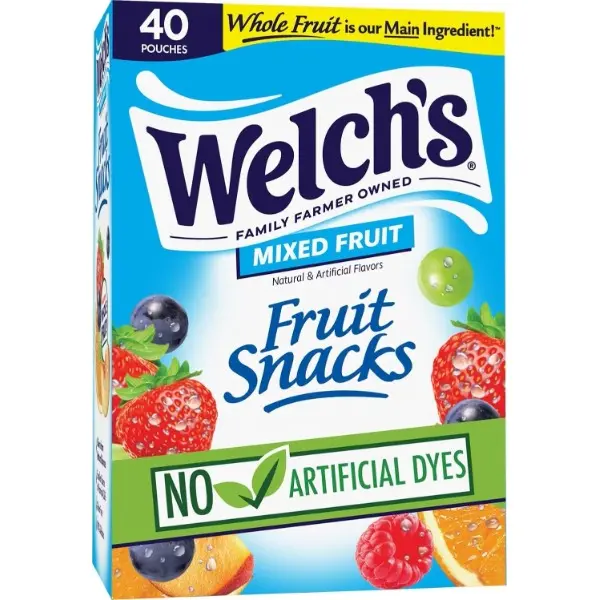 Fruit Snacks - Mixed Fruit Box - Kids Snacks - 0.8 Oz - 40 Pack | Bulk Box, Made with Whole Fruit, Gluten-Free Snack Packs for Kids and Adults, No Artificial Dyes