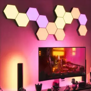 6-Pack Hexagon Lights with Remote, 13 Colors Touch-Sensitive DIY Modular Assembled RGB Wall Panels for Autism, Game Room Decor, Party