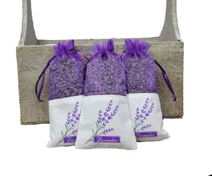 Lavender Aromatherapy Fabric Sachets Plant Design Set of 3