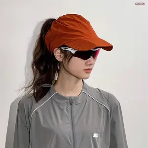 Ponytail Visor Hat Quick Dry Breathable Foldable Sun Visor for Women Lightweight Running Hat UV Protection Cap for Outdoor Sports Summer