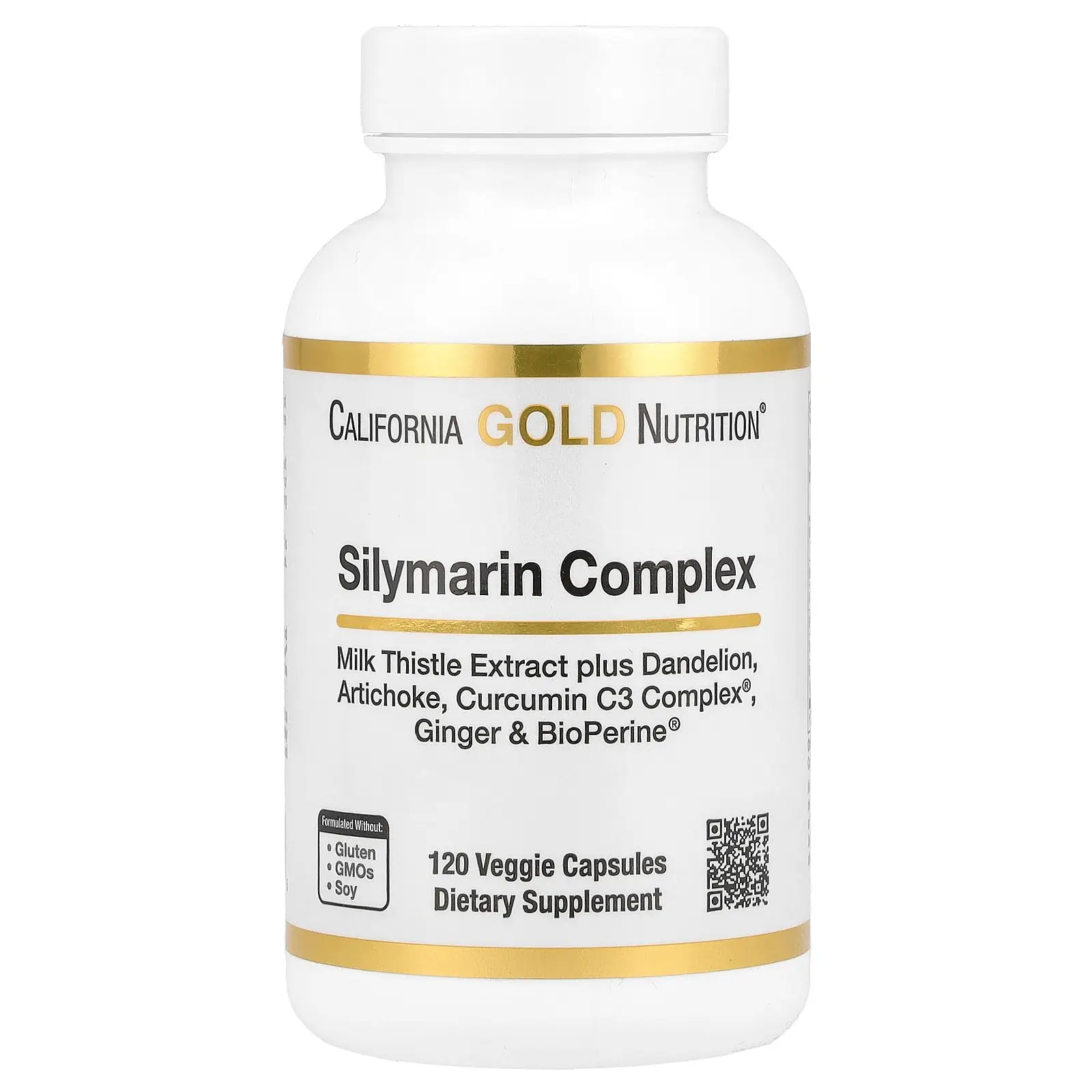 California Gold Nutrition Silymarin Complex, Milk Thistle Extract Plus Dandelion, Artichoke, Curcumin C3 Complex®, Ginger, and BioPerine®, 120 Veggie
