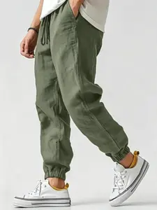 Lightweight Breathable Drawstring Jogger Pants, Suitable for Spring/Summer Casual & Street Style, Minimalist Textured Men's Long Pants