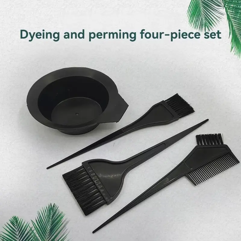 4Pcs Set Hair Dyeing Kit Hair Color Dye Bowl Stirring Brush Hair Dye Comb For Hair Coloring Bleaching DIY Salon Home Haircare Hair Dye Tools