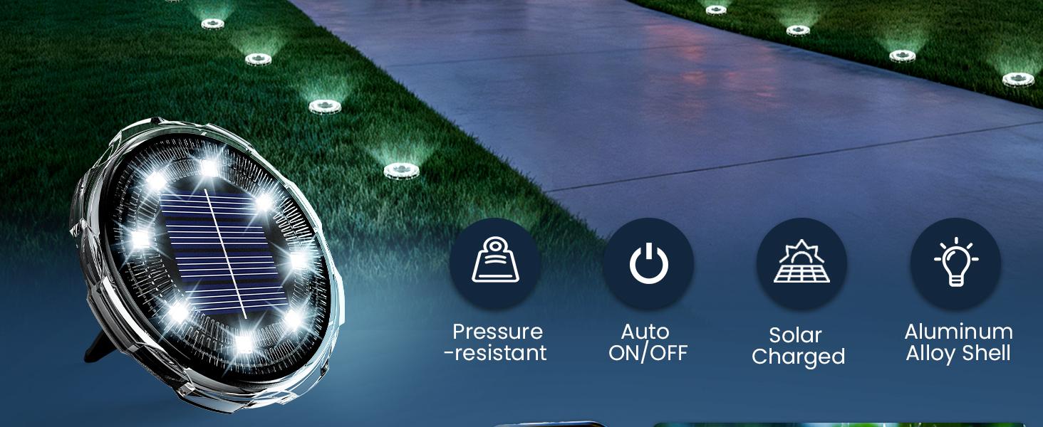 SOLPEX Solar Ground Lights, Solar Pathway Lights Outdoor Waterproof, Landscape Lighting for Garden, Walkway, Driveway, Yard, Deck, Patio, Swimming Pool