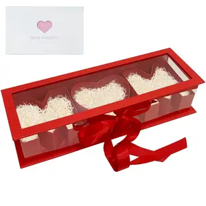 2pcs Empty Flower Gift Box Mother's Day MOM Cardboard Letter Shaped Fillable Chocolate Strawberry Candy Packaging (MOM Red/Black)