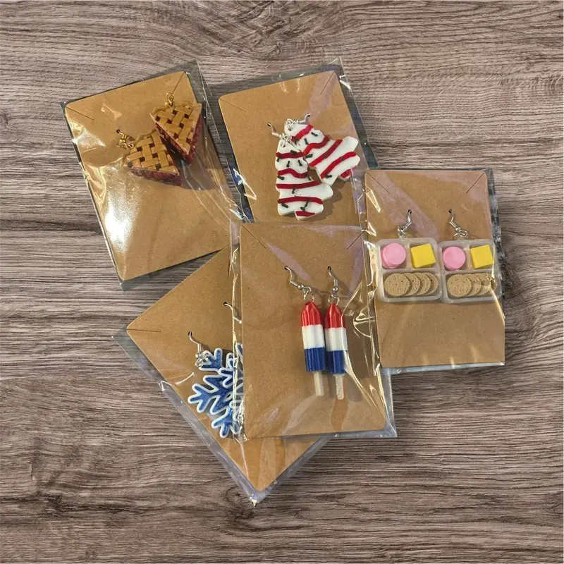 3D Printed Earrings - Assorted Designs in Clear Plastic Packaging