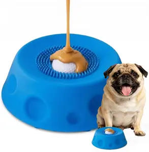Upgraded Interactive Slow Feeder Dog Lick Bowl with Rolling Ball - Anti-Slip Calming Anxiety Enrichment Bowl for Liquid Treats, Bone Broth, Yogurt