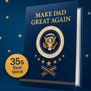Humorous Greeting Card for Father's Day, Sound-Activated Talking Card for Dad, 5x7 Office Stationery Gift with 35-Second Real Voice Audio from Son/Daughter/Wife, Humorous Greeting Cards