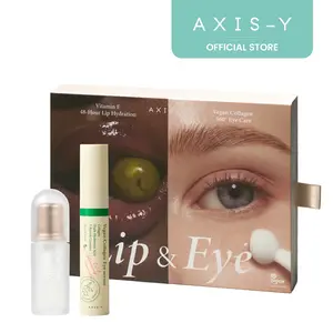 AXIS-Y Lip & Eye Set - Vegan Collagen Eye Serum + Vita Glow Lip Oil Dreamy Olive for Daily Korean Skin Care Routine for Eyes & Lips