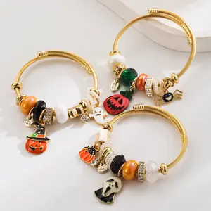 Halloween Elements Horror Night Spooky Bracelet Size Adjustable Pumpkin Devil Skull Spider Birthday Gift Easy to Wear Personalized Customization Fancy Fashion Jewelry