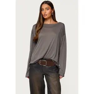 Oversized Semi Sheer Long Sleeve T Shirt Oversized Semi Sheer Long Sleeve T Shirt