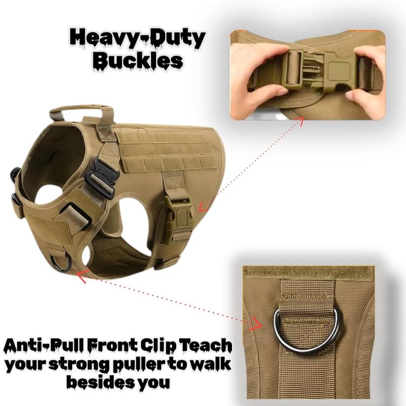 Tactical Dog Harness, Adjustable No-Pull Handle Service Vest Heavy Duty Pet Large Breed,  Dog Vest for Training Hunting Walking, Adjustable Safety Harness