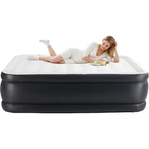 18" Queen Air Mattress with Built-in Pump - Double Height Blow Up Bed for Home & Camping | Non-Slip, 660 lbs Capacity | Fast Inflation & Portable | Guest & Travel Ready