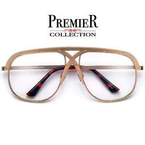 Premier Collection-Oversize 63mm Crossover Bridge Riveted Accent Clear Aviator