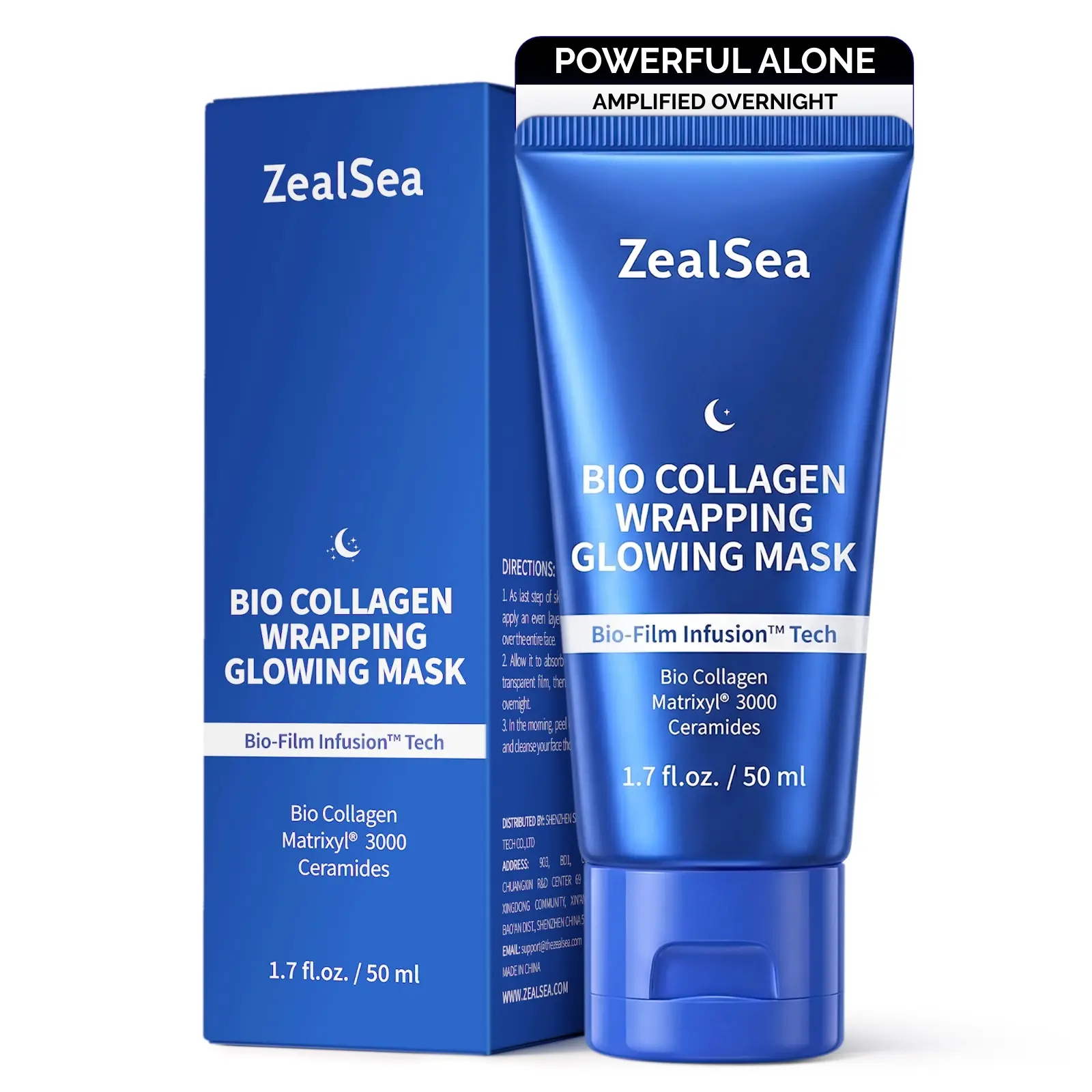 ZealSea Bio Collagen Wrapping Overnight Peel Off Face Mask, Firming Lifting | Anti Aging Matrixyl 3000 Peptide Plumps & Smooths Fine Lines, Boosts Elasticity & Barrier Repair, Glow While You Sleep, 1.7OZ