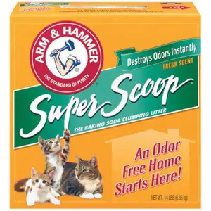 212 MAIN Super Scoop Clumping Cat Litter, 20 lbs Large Pack, Baking Soda Infused, Odor Control Formula (Church & Dwight 02200)