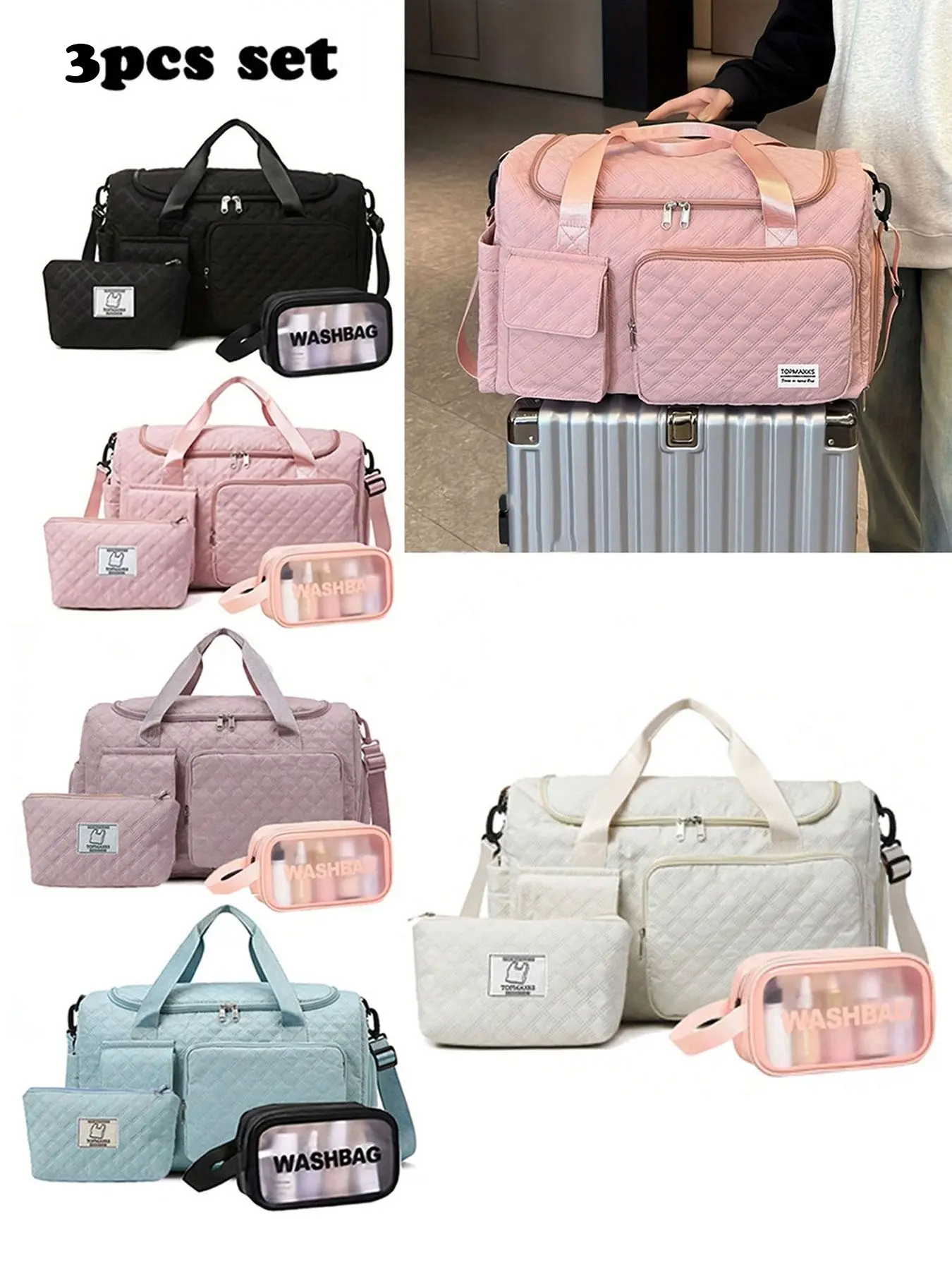 Leisure and minimalist three piece Set large capacity shoulder bag, stylish and elegant daily quilted travel bag, niche design diamond grid crossbody bag, suitable for short distance travel, fitness and sports
