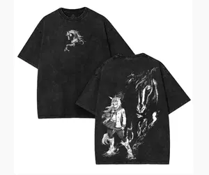 Oguri Cap x Uma Musume Pretty Derby Anime Manga Oversize 2 sided Washed T-shirt Cotton Unisex Menswear dark house soft graphic tees